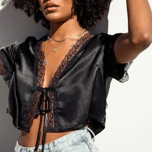 Princess Polly Black Tie Top